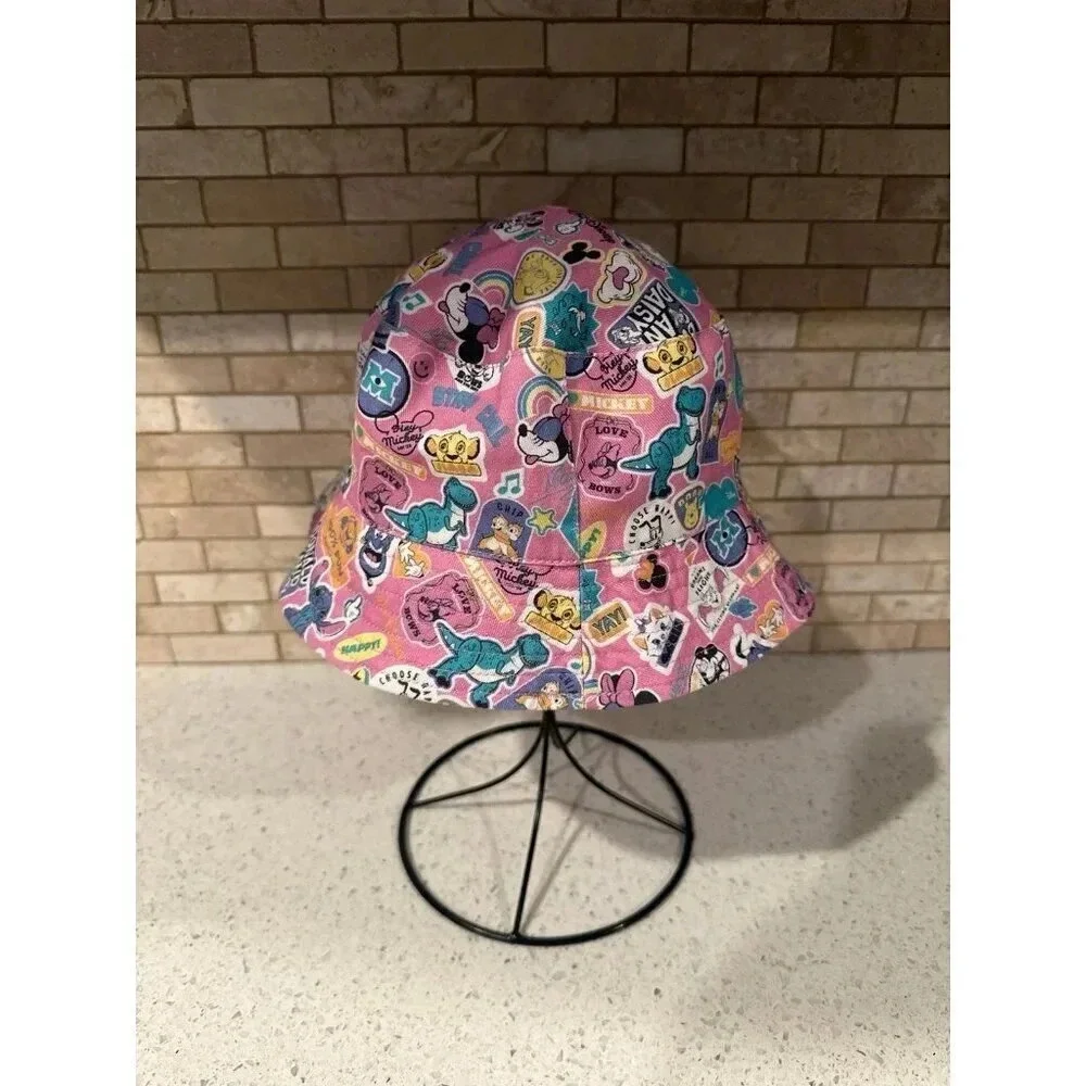 Girls Summer Disney 100 Pink‎ Character Bucket Hat 8-12 years Minnie Micky Mouse